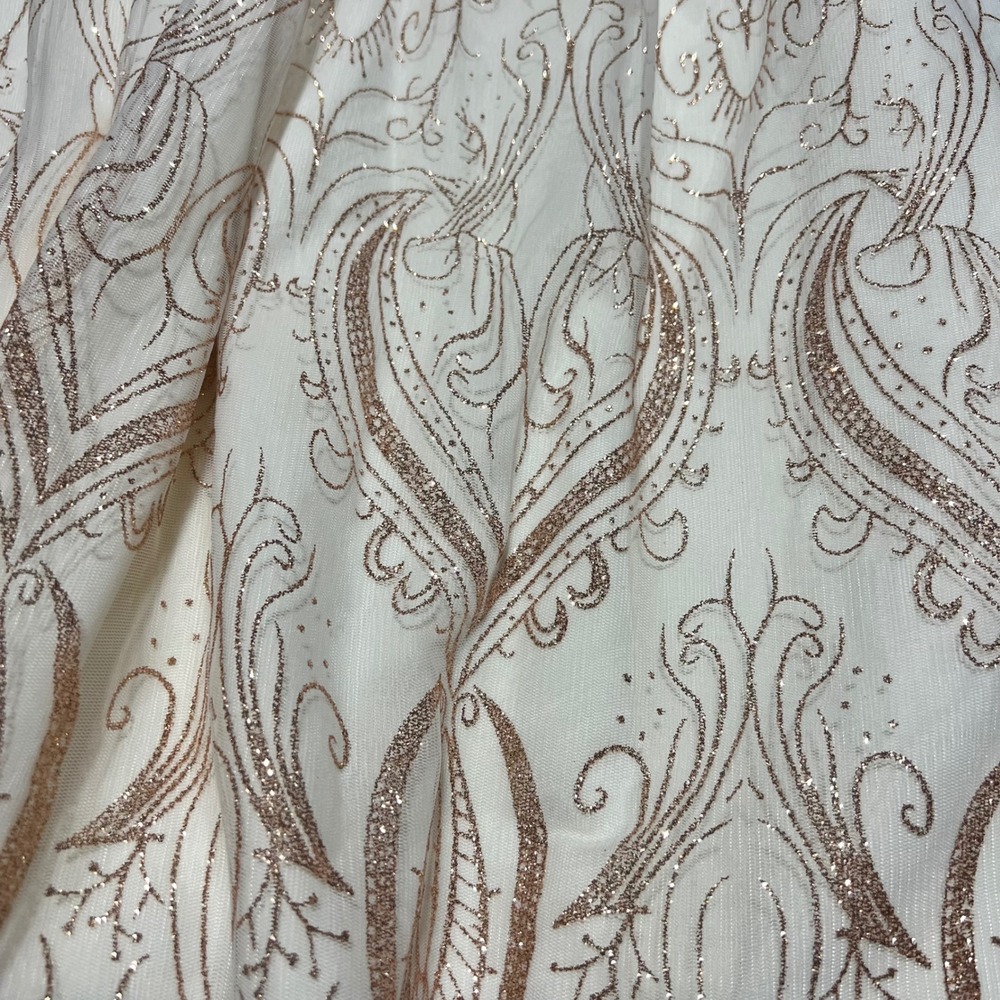 Rare Editions Girls 14 Rose Gold Glitter Damask Rhinestone Formal Gown Dress - Picture 12 of 14